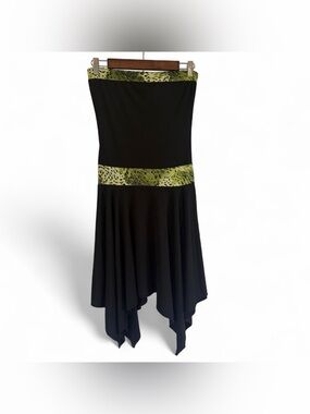 MKM Designs Y2K Strapless Dress. Black and Green Cheetah. Size: Small.